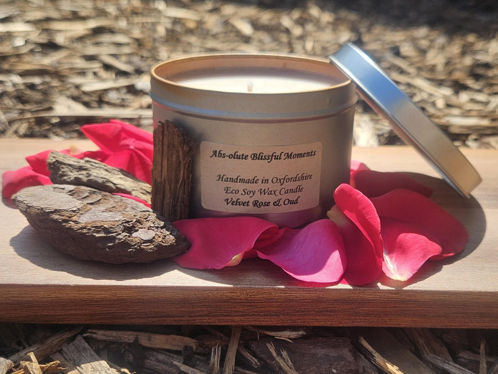 Velvet Rose and Oud Soy Wax Candle in Large Tin