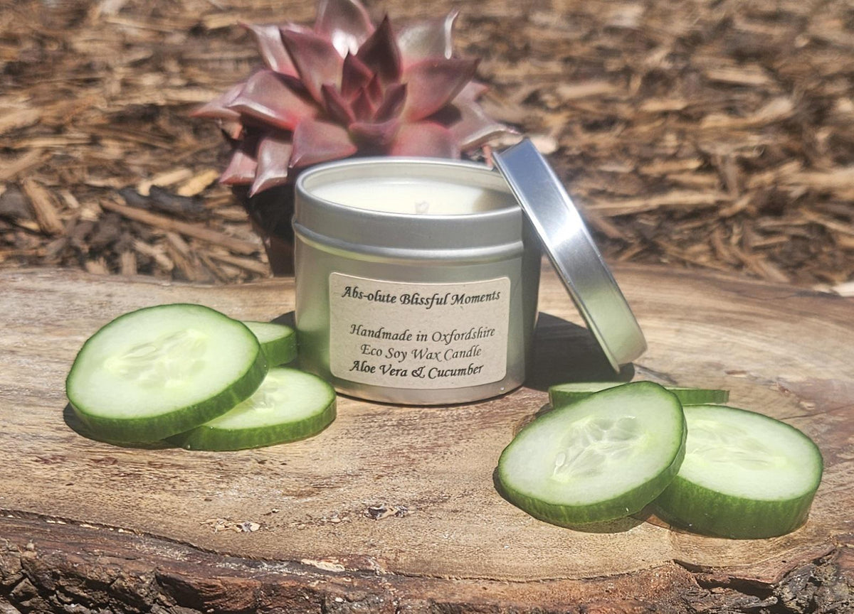 Aloe Vera & Cucumber Soy Wax Scented Candle in Tin
