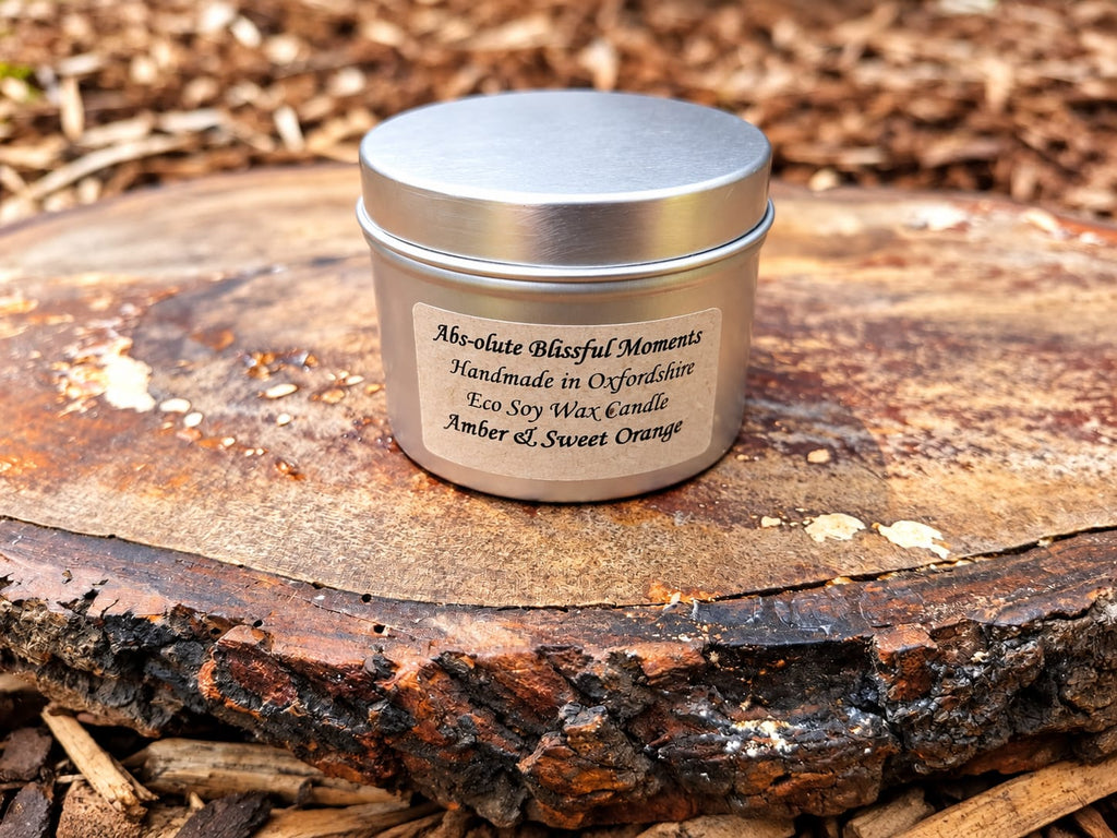 Sweet Orange & Amber Scented Soy Wax Candle in Tin