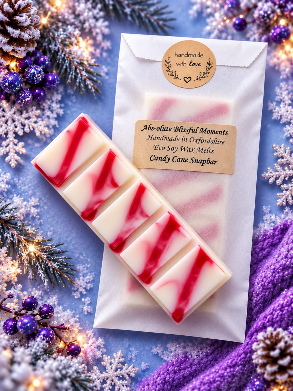 Candy Cane Scented Soy Wax Melt Snapbar