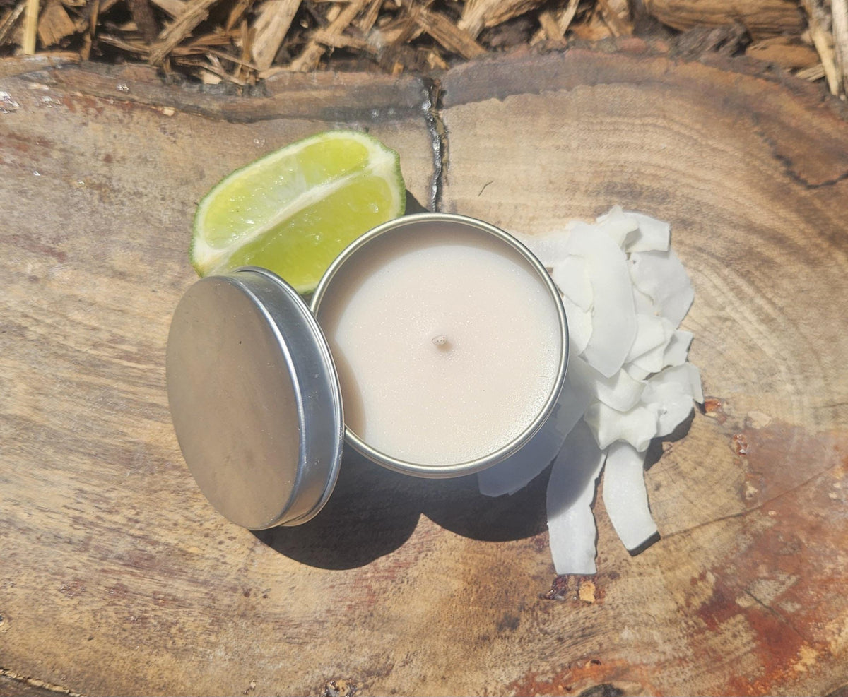Coconut and Lime Soy Wax Scented Candle in Tin