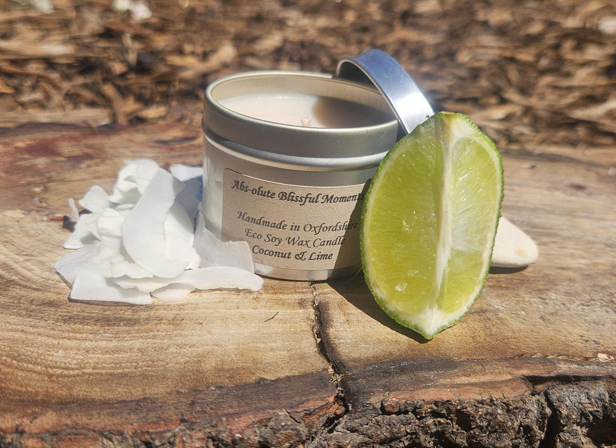Coconut and Lime Soy Wax Scented Candle in Tin