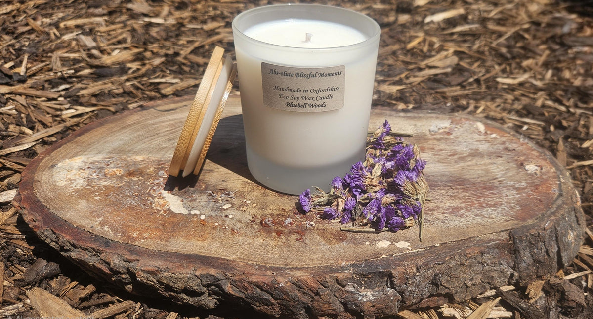 Bluebell Woods Soy Wax Candle, Frosted Jar, Bamboo Lid
