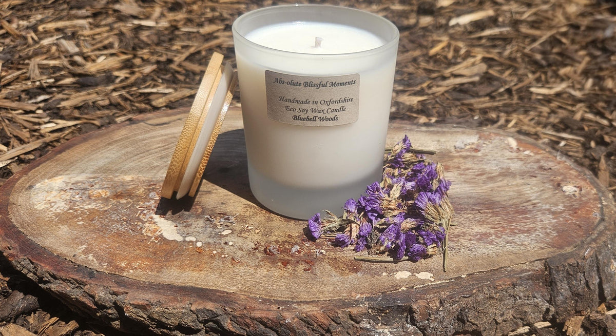 Bluebell Woods Soy Wax Candle, Frosted Jar, Bamboo Lid